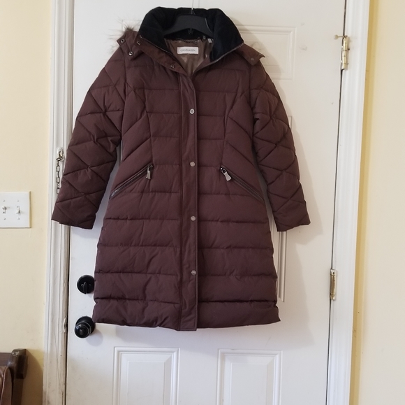 Calvin Klein Jackets & Blazers - NWOT Calvin Klein Faux Fur Trim Hooded Puffer Jacket Coat